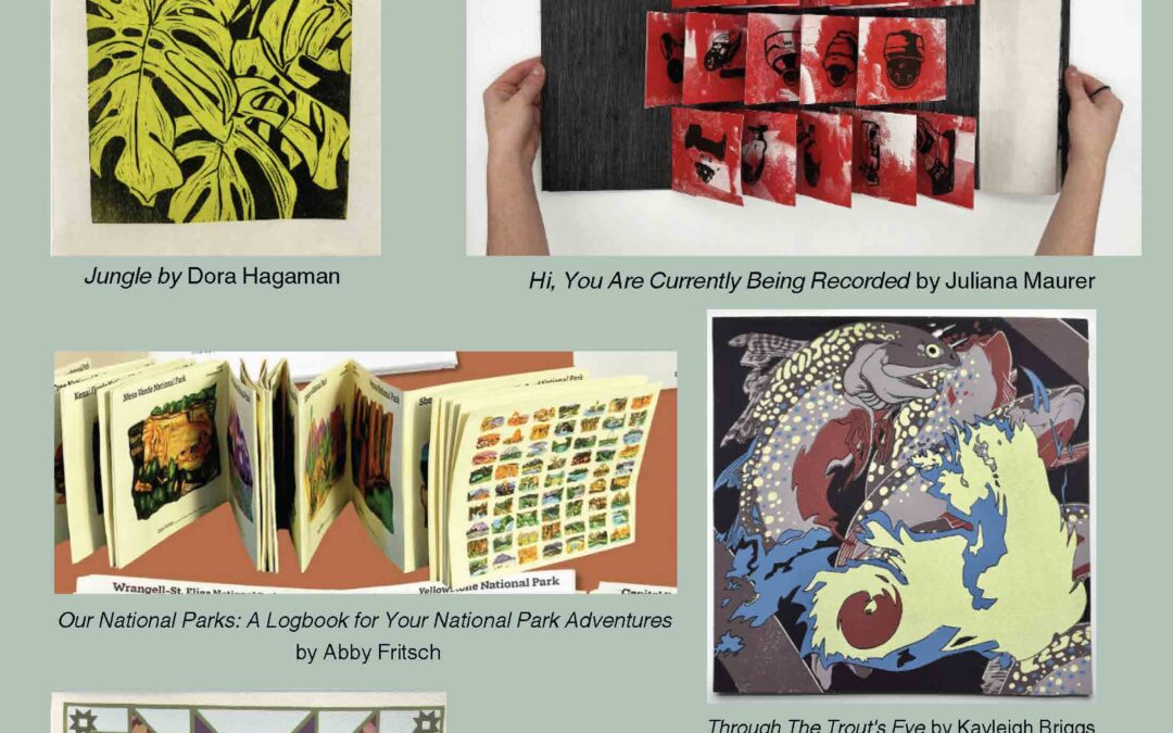 App Prints gallery show poster APP PRINTS A PRINTMAKING AND BOOKMAKING EXHIBITION JURIED BY BILL LAGUTTUTA FEATURING 40 STUDENT WORKS