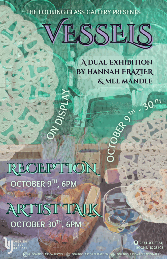 A poster for the exhibition Vessels by Hannah Frazier & Mel Mandle